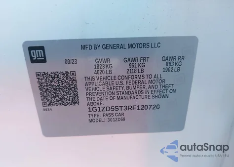 2024 Chevrolet Malibu Fwd 1Lt из США, поврежденный, VIN 1G1ZD5ST3RF120720